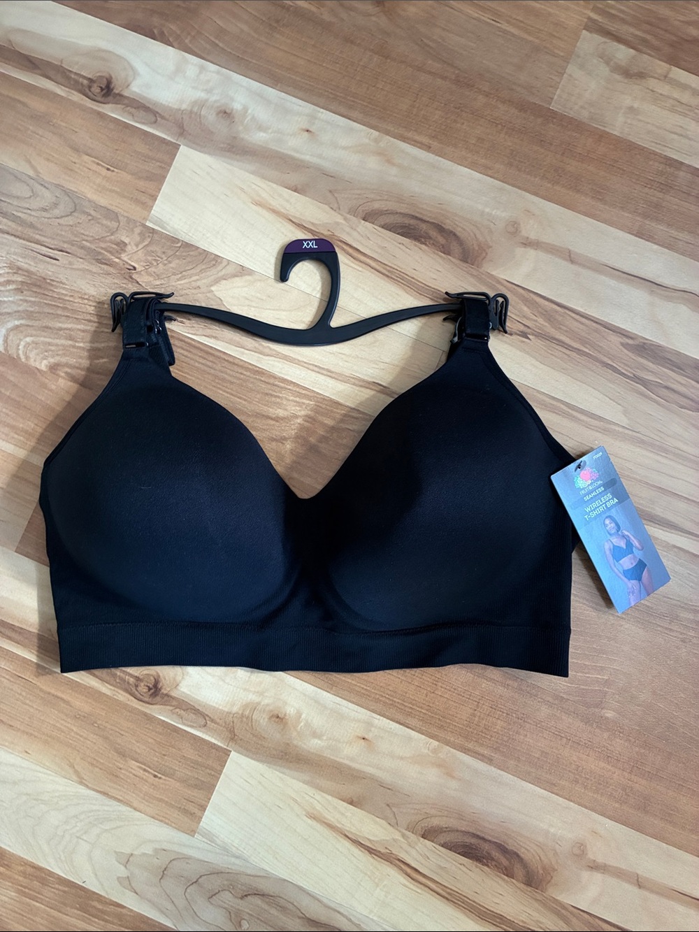 Fruit of the Loom Black Seamless Wireless T Shirt Bra - Size 2XL